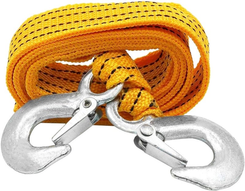 YSY 3 Ton Heavy Duty Tow Strap with Safety Hooks 10FT | 6,600 LB Capacity | Polyester Towing Rope for Towing Vehicles in Roadside Emergency 1 Set(Yellow) - Image 1